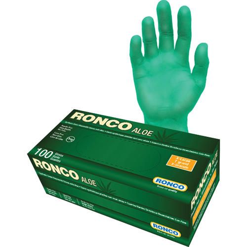 Gants jetables avec alo&egrave;s, T-Grand, Vinyle, 5 mils, Sans poudre, Vert Distribution Élite MP
