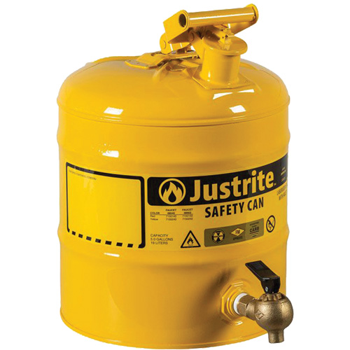 Bidon de s&eacute;curit&eacute; pour tablette, Type I, Acier, 5 gal. US, Jaune, Homologu&eacute; FM Distribution Élite MP
