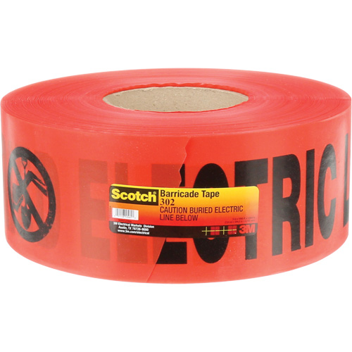 Ruban pour barri&egrave;res pour services publics souterrains Scotch, Anglais, 3" la x 1000' lo, 4 mils, Noir/rouge Distribution Élite MP