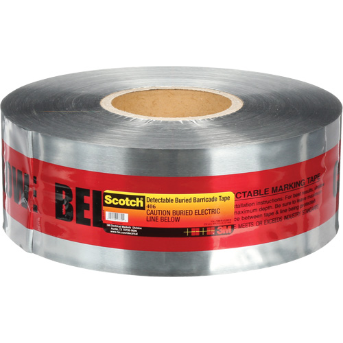 Ruban pour barri&egrave;res pour d&eacute;tection de services publics souterrains Scotch, Anglais, 3" la x 1000' lo, 5 mils, Noir/rouge Distribution Élite MP