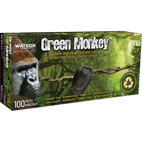 Gants 5559PF Green Monkey, Petit, Nitrile, 4 mils, Sans poudre, Vert Distribution Élite MP