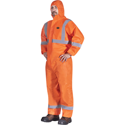 2077 Hooded Coveralls with Reflective Tape, Small, Orange, SMS Distribution Élite MP