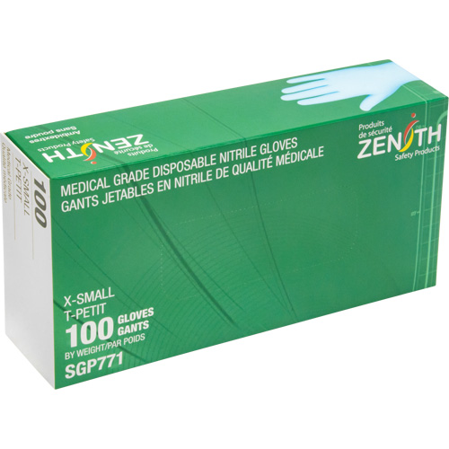Puncture-Resistant Medical-Grade Disposable Gloves, X-Small, Nitrile, 4.5-mil, Powder-Free, Blue, Class 2 Distribution Élite MP