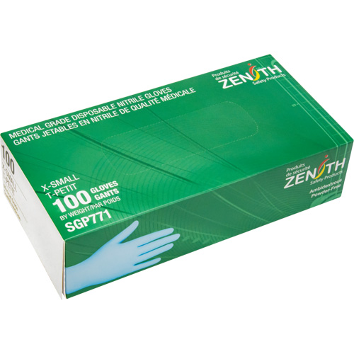 Puncture-Resistant Medical-Grade Disposable Gloves, X-Small, Nitrile, 4.5-mil, Powder-Free, Blue, Class 2 Distribution Élite MP