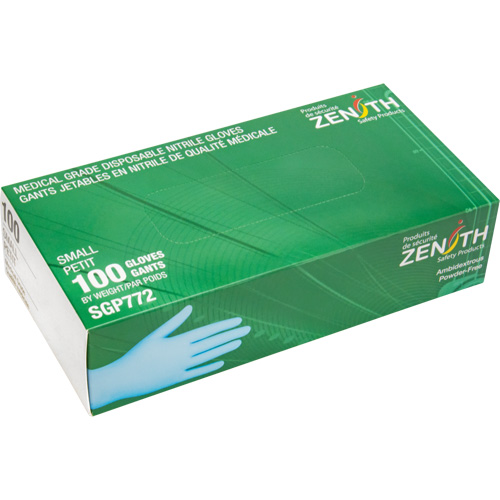 Gants jetables de calibre m&eacute;dical r&eacute;sistants &agrave; la perforation, Petit, Nitrile, 4,5 mils, Sans poudre, Bleu, Classe 2 Distribution Élite MP