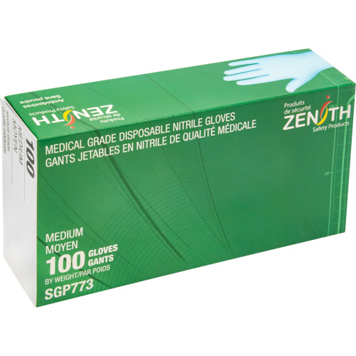 Gants jetables de calibre m&eacute;dical r&eacute;sistants &agrave; la perforation, Moyen, Nitrile, 4,5 mils, Sans poudre, Bleu, Classe 2 Distribution Élite MP