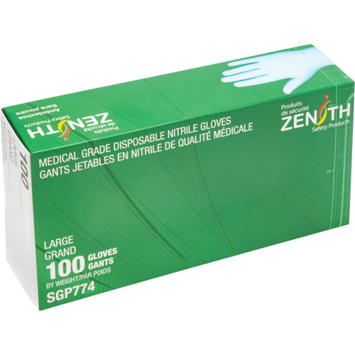 Gants jetables de calibre m&eacute;dical r&eacute;sistants &agrave; la perforation, Grand, Nitrile, 4,5 mils, Sans poudre, Bleu, Classe 2 Distribution Élite MP
