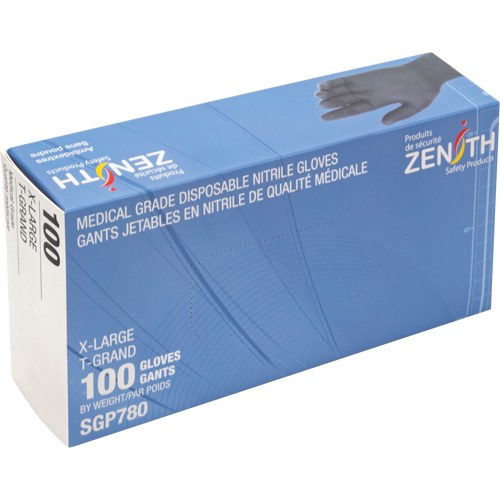 Gants jetables de calibre m&eacute;dical r&eacute;sistants &agrave; la perforation, T-Grand, Nitrile, 5 mils, Sans poudre, Noir, Classe 2 Distribution Élite MP