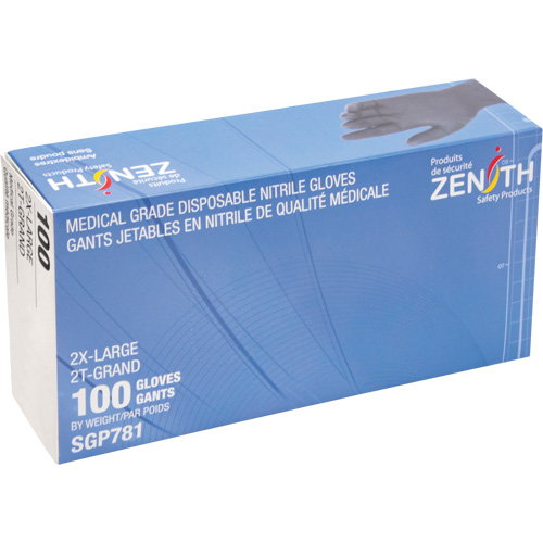 Puncture-Resistant Medical-Grade Disposable Gloves, 2X-Large, Nitrile, 5-mil, Powder-Free, Black, Class 2 Distribution Élite MP