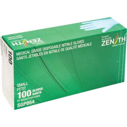 Gants jetables de calibre m&eacute;dical r&eacute;sistants &agrave; la perforation, Petit, Nitrile, 3,5 mils, Sans poudre, Bleu, Classe 2 Distribution Élite MP
