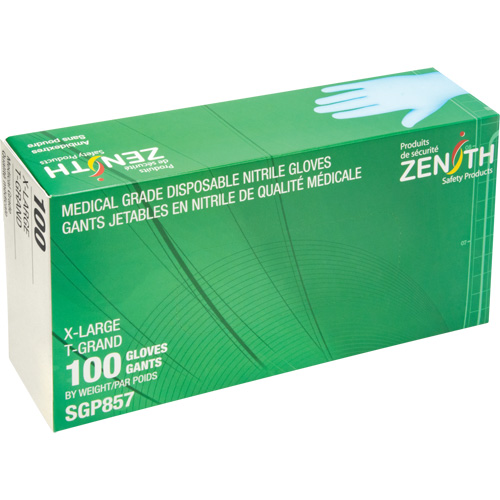 Gants jetables de calibre m&eacute;dical r&eacute;sistants &agrave; la perforation, T-Grand, Nitrile, 3,5 mils, Sans poudre, Bleu, Classe 2 Distribution Élite MP