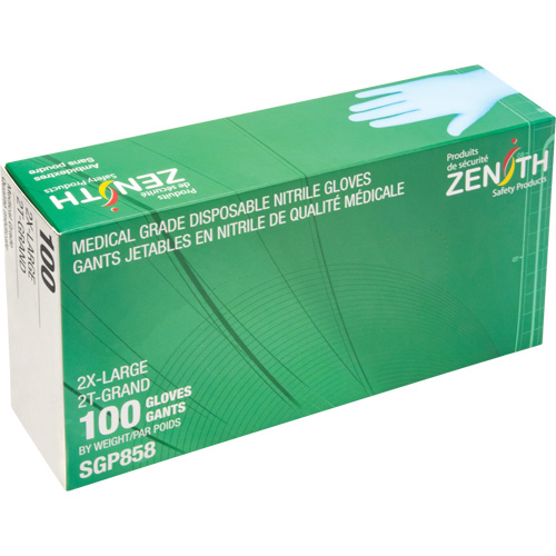 Gants jetables de calibre m&eacute;dical r&eacute;sistants &agrave; la perforation, 2T-Grand, Nitrile, 3,5 mils, Sans poudre, Bleu, Classe 2 Distribution Élite MP