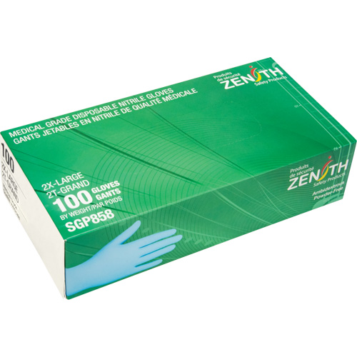 Gants jetables de calibre m&eacute;dical r&eacute;sistants &agrave; la perforation, 2T-Grand, Nitrile, 3,5 mils, Sans poudre, Bleu, Classe 2 Distribution Élite MP