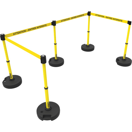 Ensemble de montants pour barri&egrave;re Plus, Plastique, 42" h, Ruban Jaune, Longueur du ruban 15' Distribution Élite MP