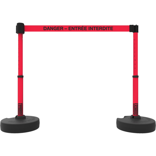 Ensemble de montants pour barri&egrave;re Plus, Plastique, 42" h, Ruban Rouge, Longueur du ruban 15' Distribution Élite MP