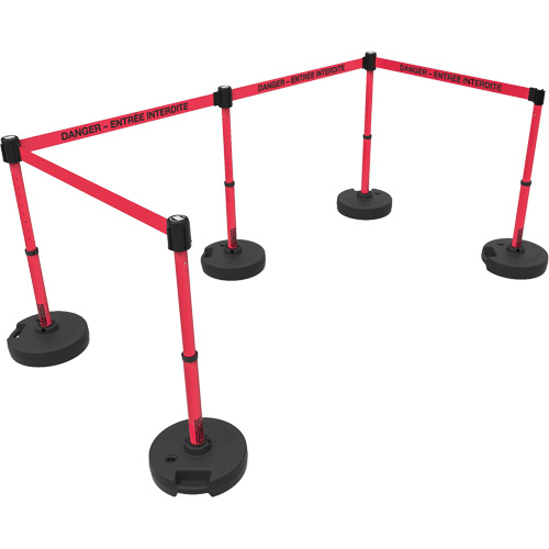 Plus Barrier Post Set, Plastic, 42" H, Red Tape, 15' Tape Length Distribution Élite MP