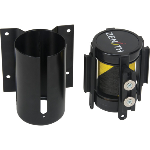 Wall Mount Barrier with Magnetic Tape, Steel, Screw Mount, 7', Black and Yellow Tape Distribution Élite MP
