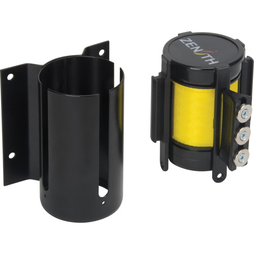 Wall Mount Barrier with Magnetic Tape, Steel, Screw Mount, 12', Yellow Tape Distribution Élite MP