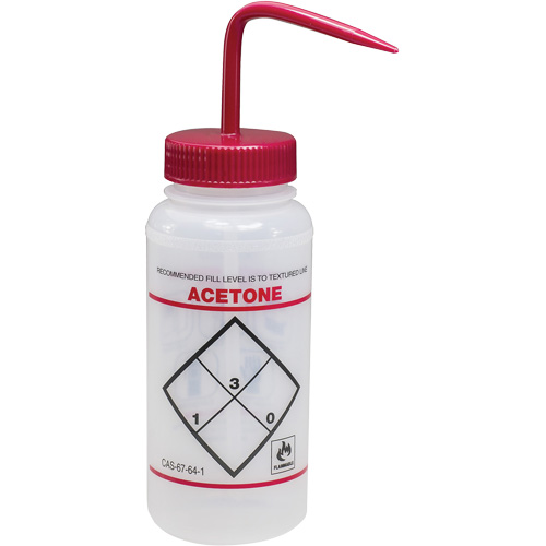 "Acetone" Safety-Labeled Wide-Mouth Wash Bottle, 16 oz. Distribution Élite MP