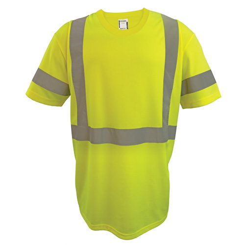 Short Sleeve Safety T-Shirt, Polyester, 2X-Large, High Visibility Lime-Yellow Distribution Élite MP