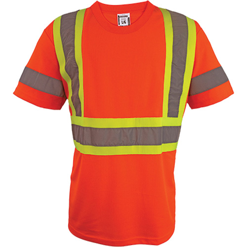 Short Sleeve Safety T-Shirt, Polyester, 2X-Large, High Visibility Orange Distribution Élite MP