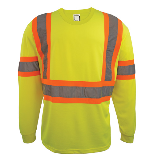Chemise de s&eacute;curit&eacute; &agrave; manches longues, Polyester, 2T-Grand, Jaune lime haute visibilit&eacute; Distribution Élite MP
