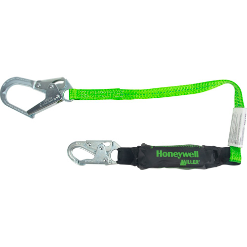 Miller&reg; HP Shock-Absorbing Lanyard, 4', Locking Rebar Hook Center, Locking Snap Hook Leg Ends, Polyester Distribution Élite MP