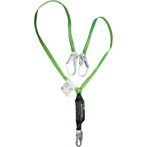 Miller&reg; HP Shock-Absorbing Lanyard, 6', Locking Rebar Hook Center, Locking Snap Hook Leg Ends, Polyester Distribution Élite MP
