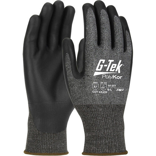 Gants r&eacute;sistants aux coupures G-Tek PolyKor X7, Taille Petit, Calibre 18, Rev&ecirc;tement Polyur&eacute;thane, Enveloppe en Poly&eacute;thyl&egrave;ne, ASTM ANSI niveau A7/EN 388 niveau F Distribution Élite MP