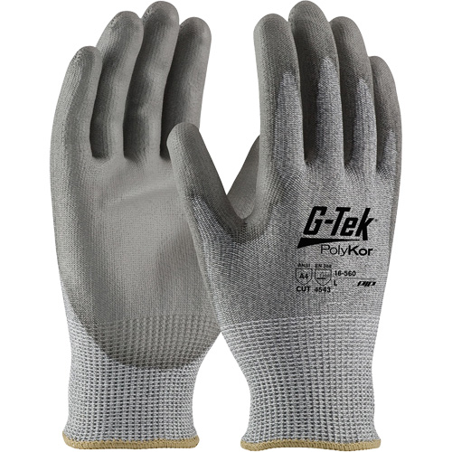 Gants r&eacute;sistants aux coupures G-Tek PolyKor, Taille Petit, Calibre 13, Rev&ecirc;tement Polyur&eacute;thane, Enveloppe en Poly&eacute;thyl&egrave;ne, ASTM ANSI niveau A4/EN 388 niveau 5/EN 388 niveau D Distribution Élite MP