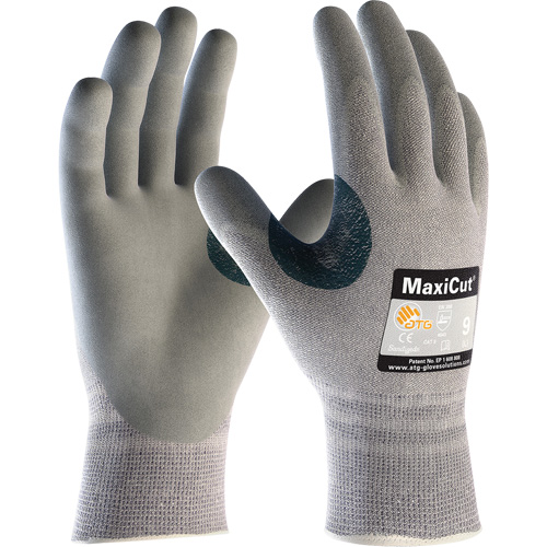 Gants r&eacute;sistants aux coupures en tricot sans coutures ATG MaxiCut 5, Taille T-petit, Calibre 13, Rev&ecirc;tement Mousse de nitrile, Enveloppe en Dyneema/Nylon, ASTM ANSI niveau A4/EN 388 niveau 4/EN 388 niveau C Distribution Élite MP