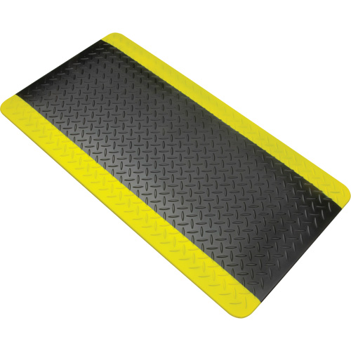 Anti-Fatigue Matting, Diamond, 1-2/3' x 3-1/4' x 3/4", Black/Yellow, Polyurethane Distribution Élite MP