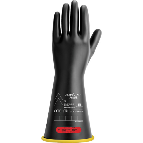 Natural Rubber Electrical Insulating Gloves, ASTM Class 0, Size 7, 14" L Distribution Élite MP