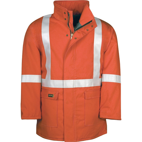 Parka dhiver &agrave; doublure matelass&eacute;e AllOut Westex UltraSoft avec bandes r&eacute;fl&eacute;chissantes, Moyen (grande taille), Orange haute visibilit&eacute;, 46 cal/cm² Distribution Élite MP