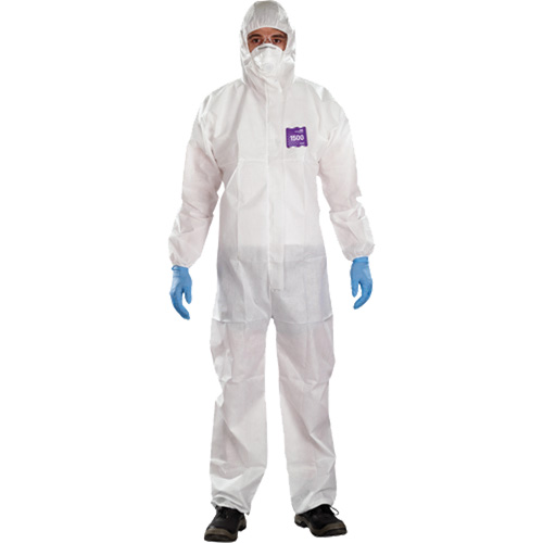 AlphaTec Microchem&reg; 3-Piece Chemical Resistant Coveralls with Hood, 2X-Large, White Distribution Élite MP