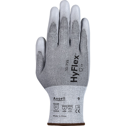 Gants r&eacute;sistants aux coupures 11-755  Hyflex, Taille 6, Calibre 18, Rev&ecirc;tement Polyur&eacute;thane, Enveloppe en Polyester/PEHP/Tungst&egrave;ne/Spandex, ASTM ANSI niveau A5/EN 388 niveau E Distribution Élite MP