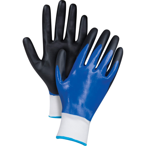 Gants enduits noir & bleu, T-Grand, R&ecirc;vetement Mousse de nitrile, Calibre 15, Enveloppe en Nylon Distribution Élite MP