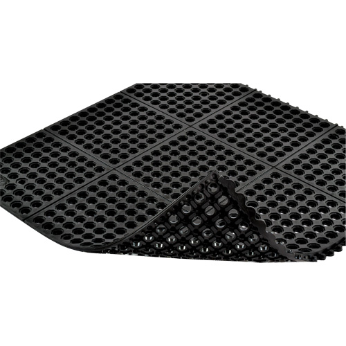 Tapis antifatigue &agrave; imbrication Cushion-Ease 550, &agrave; fentes, 3' x 3' x 3/4", Noir, Caoutchouc Distribution Élite MP