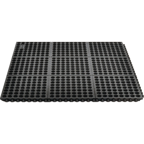 Tapis antifatigue &agrave; imbrication Cushion-Ease 550, &agrave; fentes, 3' x 3' x 3/4", Noir, Caoutchouc Distribution Élite MP