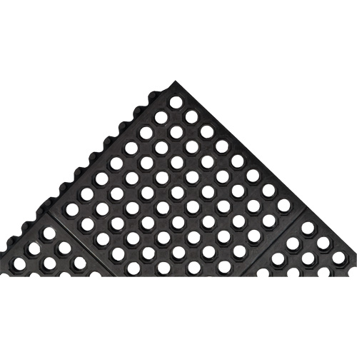 Tapis antifatigue &agrave; imbrication Cushion-Ease 550, &agrave; fentes, 3' x 3' x 3/4", Noir, Caoutchouc Distribution Élite MP