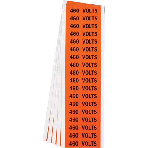 "460 Volts" Conduit & Voltage Labels, 1/2" x 2-1/4", Cloth/Vinyl, English Distribution Élite MP