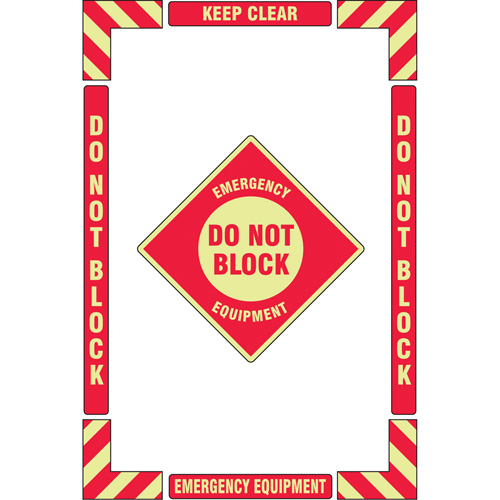 Trousse de marquage du sol ?Emergency Equipment? (&eacute;quipement durgence), Adh&eacute;sif, Anglais avec pictogramme Distribution Élite MP