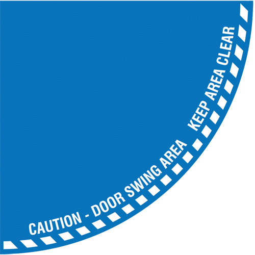 Signalisation au sol ?Caution? (attention) pour porte battante en quart de cercle, Adh&eacute;sif, Anglais avec pictogramme Distribution Élite MP