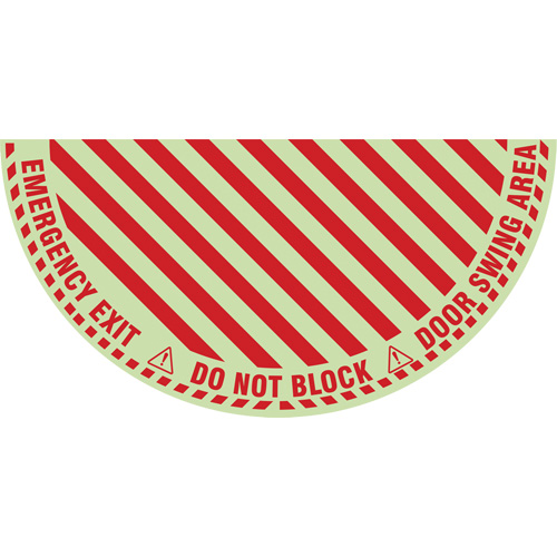 "Emergency Exit" Half Circle Swing Door Floor Sign, Adhesive, English with Pictogram Distribution Élite MP