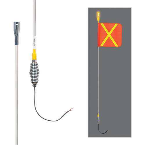 Safety Whip&reg; All-Weather Super-Duty Warning Whips with Constant LED Light, Spring Mount, 5' High, Orange with Reflective Distribution Élite MP