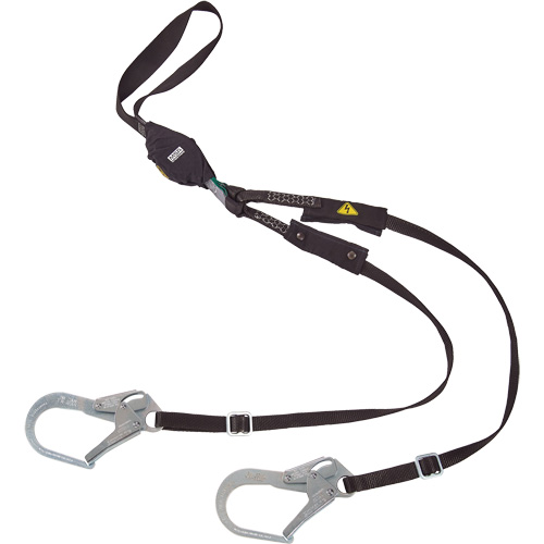 Longe utilitaire &agrave; amortisseur d'&eacute;nergie V-Series, 6', Point d'ancrage &agrave; Crochet d'armature, Crochet mousqueton aux jambes, Nylon Distribution Élite MP