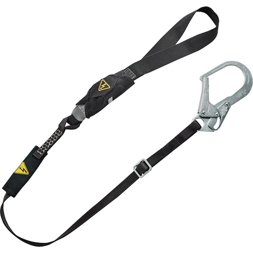 V-Series Utility Energy Absorbing Lanyard, 6', Rebar Hook Center, Snap Hook Leg Ends, Nylon Distribution Élite MP
