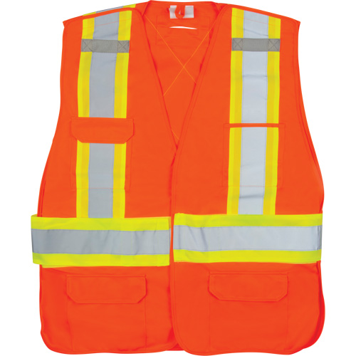 Veste d'arpenteur haute visibilit&eacute; conforme &agrave; la CSA, Orange haute visibilit&eacute;, Grand, Polyester Distribution Élite MP