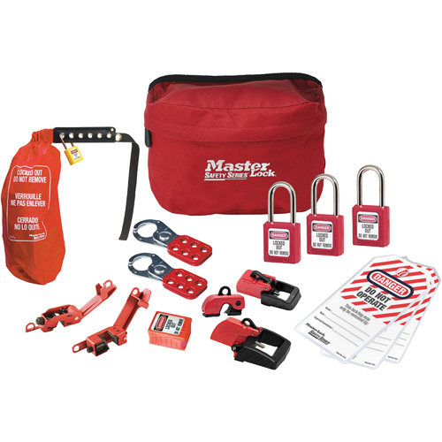 Trousse de cadenassage avec cadenas en thermoplastique de qualit&eacute; sup&eacute;rieure Zenex, Ensemble &eacute;lectrique, 16 composants compris Distribution Élite MP