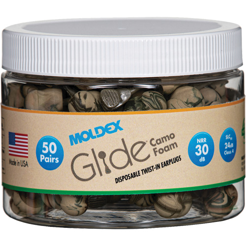 Glide&reg; Camo Foam Earplugs, Bulk - Canister Distribution Élite MP